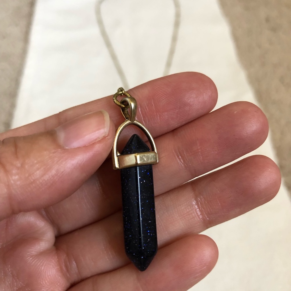 Express Faceted Stone Charm Gold Tone Necklace
